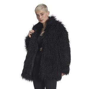 Adidas Black Faux Monster Fur Jacket